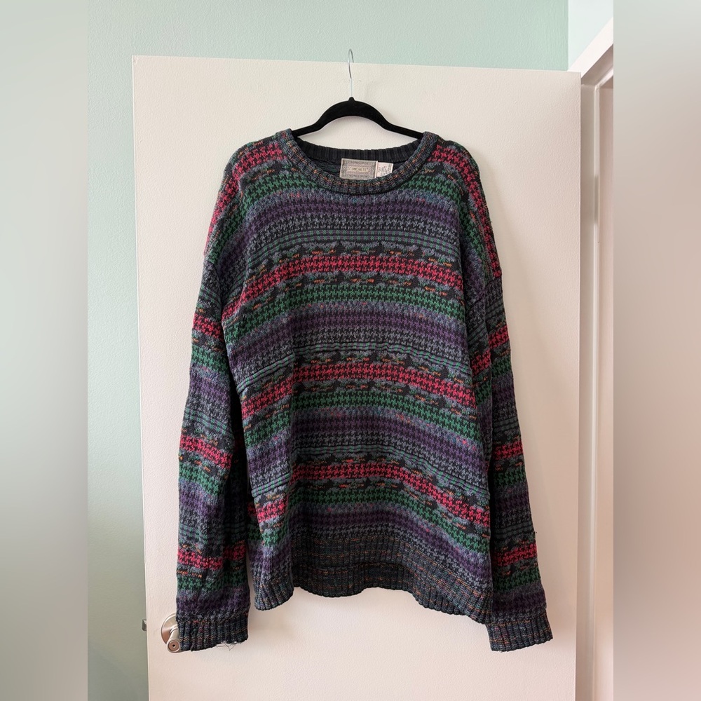 Vintage Multicolor Striped Chunky Knit Sweater